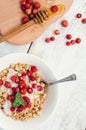 Granola with yoghurt and wild strawberries Royalty Free Stock Photo