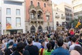 Granollers, Catalonia, Spain, October 3, 2017: paceful people in protest against spanish Royalty Free Stock Photo