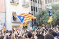 Granollers, Catalonia, Spain, October 3, 2017: paceful people in protest against spanish Royalty Free Stock Photo