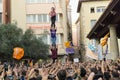 Granollers, Catalonia, Spain, October 3, 2017: paceful people in protest against spanish Royalty Free Stock Photo