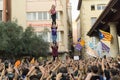 Granollers, Catalonia, Spain, October 3, 2017: paceful people in protest against spanish Royalty Free Stock Photo