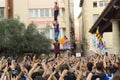 Granollers, Catalonia, Spain, October 3, 2017: paceful people in protest against spanish Royalty Free Stock Photo