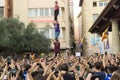 Granollers, Catalonia, Spain, October 3, 2017: paceful people in protest against spanish Royalty Free Stock Photo