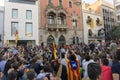 Granollers, Catalonia, Spain, October 3, 2017: paceful people in protest Royalty Free Stock Photo