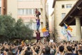 Granollers, Catalonia, Spain, October 3, 2017: paceful people in protest Royalty Free Stock Photo