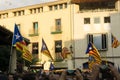 Granollers, Catalonia, Spain, October 3, 2017: paceful people in protest Royalty Free Stock Photo