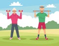 granparents couple athletes Royalty Free Stock Photo