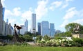 Grant Park art and downtown Chicago skyline Royalty Free Stock Photo