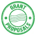 GRANT PROPOSALS text on green round postal stamp sign