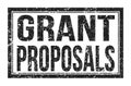 GRANT PROPOSALS, words on black rectangle stamp sign