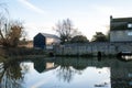 Grantchester river, bridge and mill Royalty Free Stock Photo