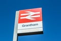 GRANTHAM, ENGLAND- 26 June 2022: Grantham National Rail Train station sign