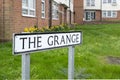 The Grange street name sign in Grantham,Uk.