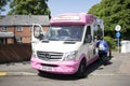 Franco`s Ice-creams van parked on the Slated Mill street at the entrance of Wyndham Park.