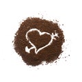 Granular coffee heart sign