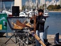 Granville island street flute player Royalty Free Stock Photo