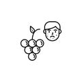 Grape, allergic face icon. Element of problems with allergies icon. Thin line icon for website design and development, app