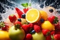 food ice fresh hookah apple juice orange fruit background grape smoke. Generative AI. Royalty Free Stock Photo