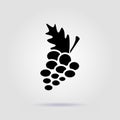 Grape black icon isolated on a gray background with soft shadow