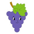 Grape Cartoon . Vector Illustration.happy blue grape fruit cute character