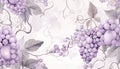 grape clusters and vines in watercolor