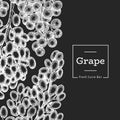 Grape design template. Hand drawn vector grape berry illustration on chalk board. Engraved style retro botanical banner Royalty Free Stock Photo