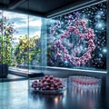 Grape DNA Lab: Futuristic research with grapes and helix visuals., generative ai Royalty Free Stock Photo