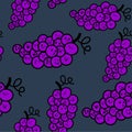 Grape doodle seamless pattern. Cute face