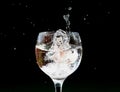 Grape falling into a glass of water Royalty Free Stock Photo