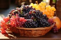 Grape-Filled Basket. Royalty Free Stock Photo