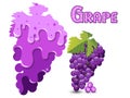 Grape Fruit Silhouette Template Melted Flowing Consisting Of Dark Tasty Sweet Liquid. Abstract Background. Vector Illustration