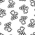 Grape fruits sign icon seamless pattern background. Grapevine vector illustration on white isolated background. Wine grapes Royalty Free Stock Photo