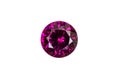 Grape garnet, 6.4mm round, 1.35 carats. Top View. White Background. Royalty Free Stock Photo