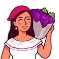 Grape harvest woman illustration