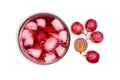 Glass of ice red grape juice with grapes fruit isolated on white . Royalty Free Stock Photo