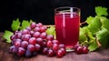 Grape juice in a glass and fresh grapes on a black background Royalty Free Stock Photo