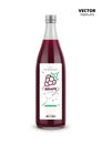 Grape juice realistic glass bottle with label Royalty Free Stock Photo