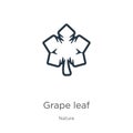 Grape leaf icon. Thin linear grape leaf outline icon isolated on white background from nature collection. Line vector grape leaf Royalty Free Stock Photo