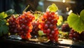 Grape leaf, nature freshness, ripe fruit, summer sweet refreshment generated by AI