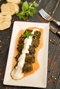 Grape leaves rolls. Dolma, Dolmades, Sarmale, sarma, golubtsy Royalty Free Stock Photo