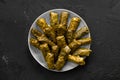 Grape leaves stuffed with meat and rice Royalty Free Stock Photo