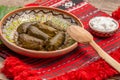 Grape leaves wrapped minced meat, or sarmale in romanian, traditional food with otoman roots Royalty Free Stock Photo