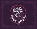 Grape logo - vector illustration, emblem on dark background Royalty Free Stock Photo