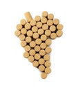 Grape made of wine bottle corks isolated on white, top view Royalty Free Stock Photo
