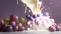 Grape Milk Splash background. Generative AI. Generative AI technology