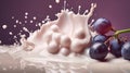 Grape Milk Splash background. Generative AI. Generative AI technology