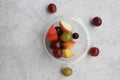 Grape peach apple salad in a box Royalty Free Stock Photo