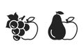 grape, pear and apple icons. fruits, organic food and gardening symbols Royalty Free Stock Photo