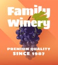 Grape poster. Advertising of a wine company. Orange background.