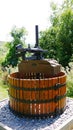 Grape press in the Champagne vineyards in the Marne. France
